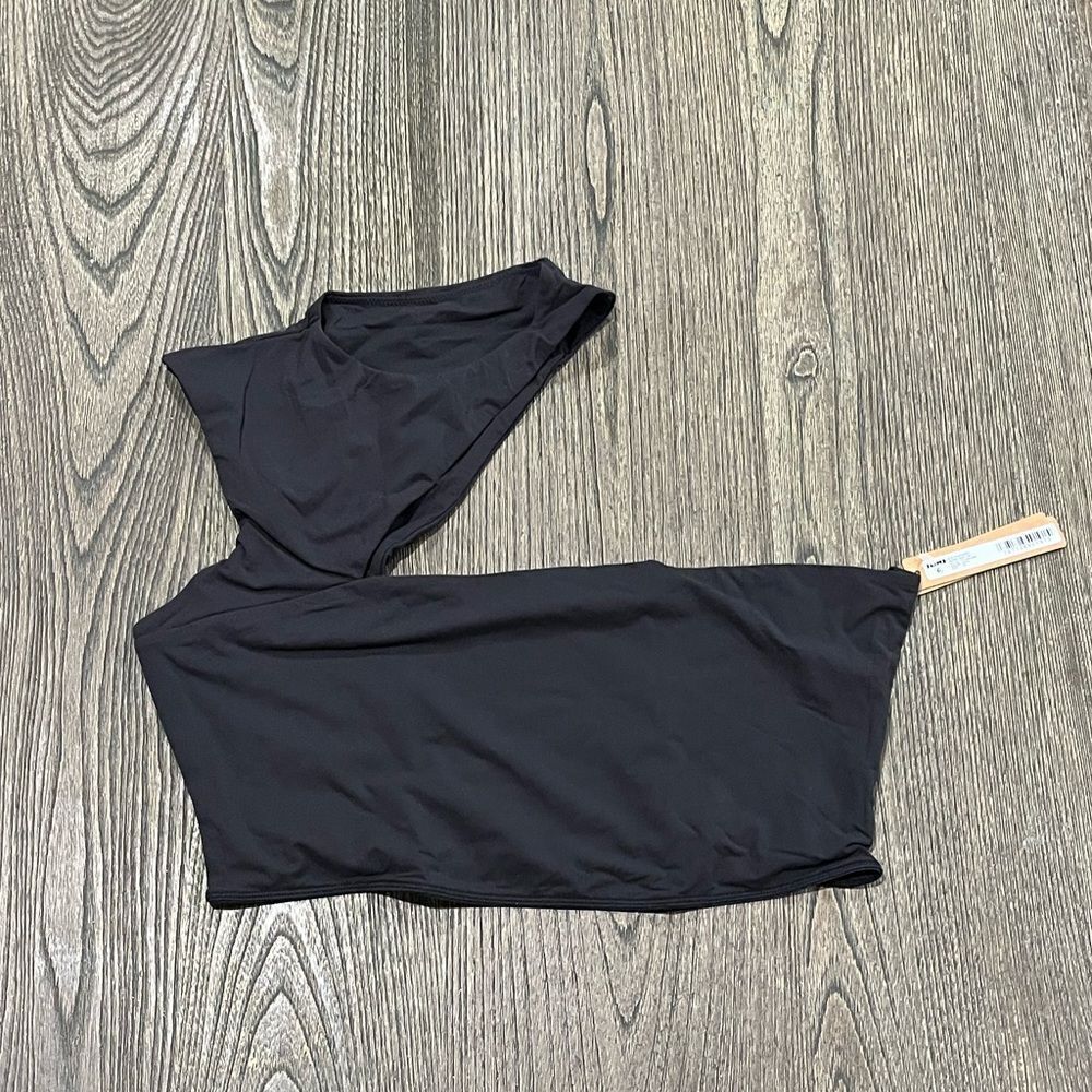 NWT Skims Fits Everybody Cut Super Cropped Top Crew Neck One Shoulder Onyx 2X